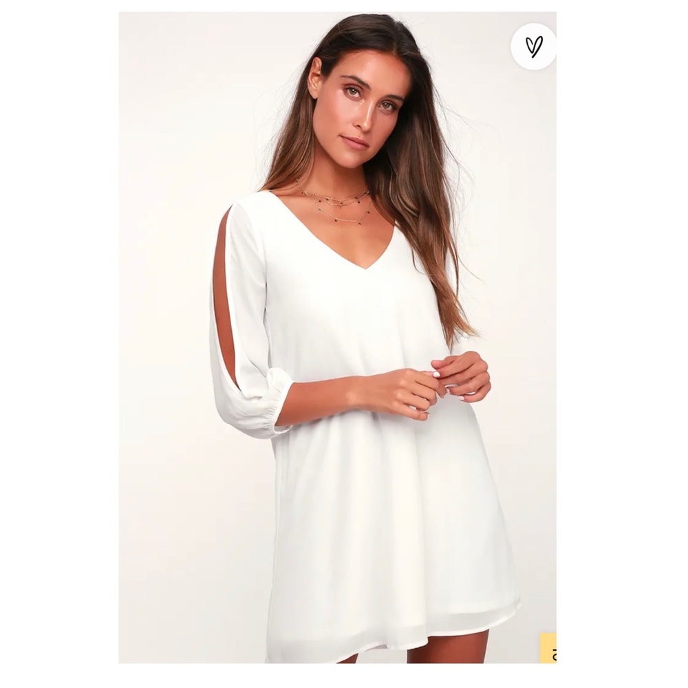 Lulu’s Shifting Dears Ivory Long Sleeve Dress